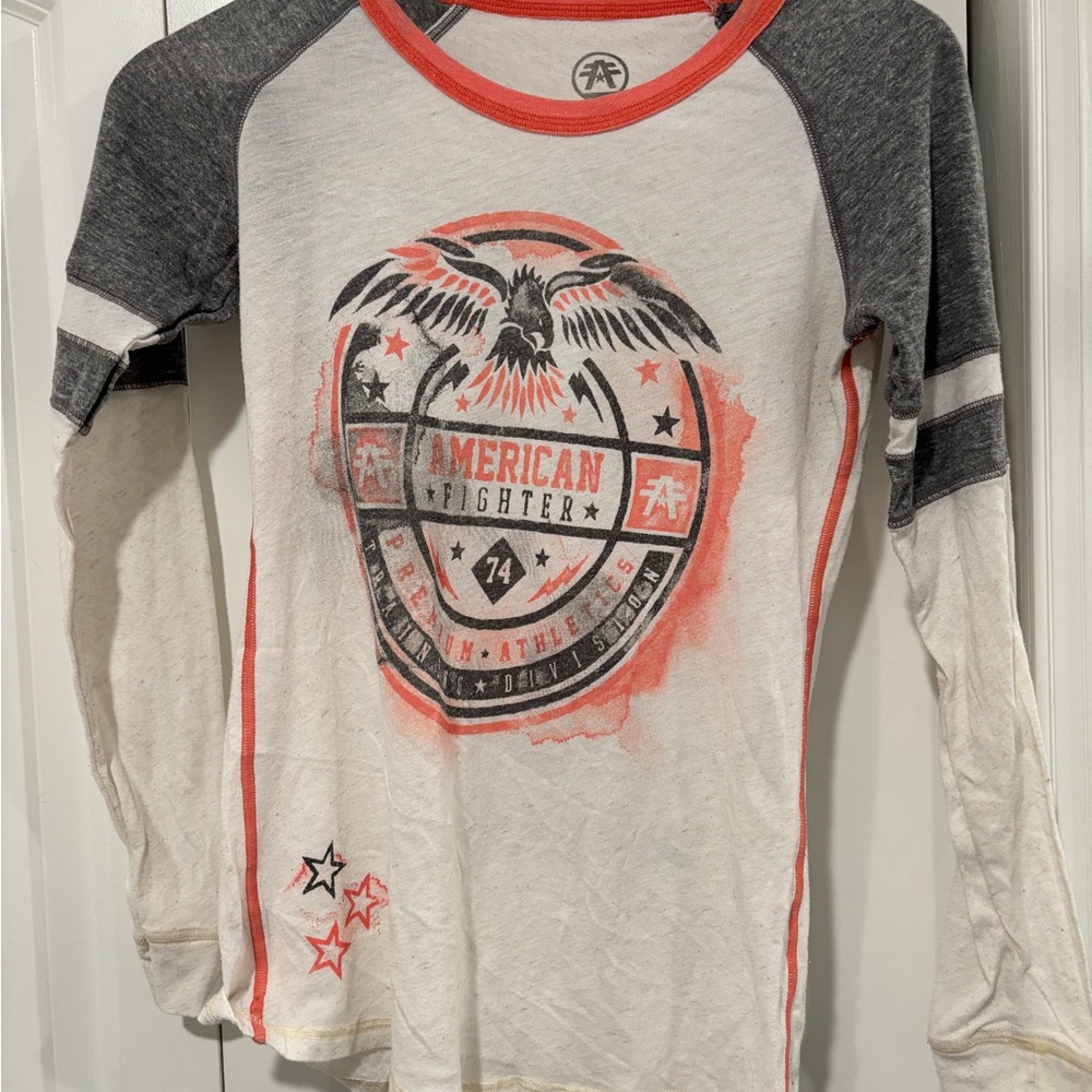 Affliction American Fighter Long Sleeve Tee - Black, White, and Red